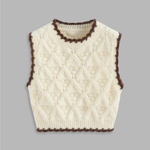 NWT Cider Cream Knit Sweater with Brown Accents